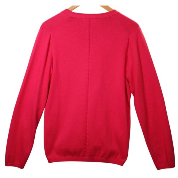 Liz Claiborne Woman's Red V-Neck Cardigan Sweater Size L Flawed - Picture 2 of 11